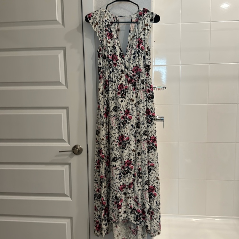 Long flutter sleeve dress